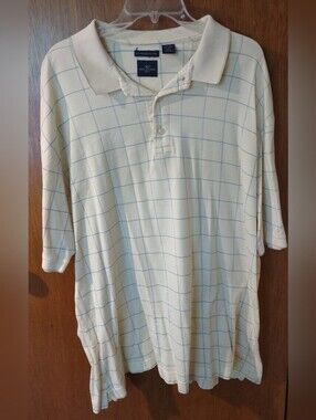Dockers Golf Yellow Plaid Short Sleeve Front Button 100% Cotton Shirt Size XXL